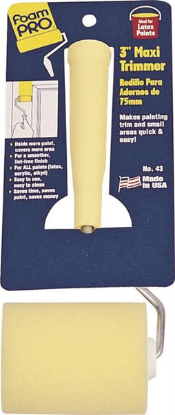FOAMPRO 43 Maxi Trim Roller, 3/8 in Thick Nap, 3 in L, Foam Cover