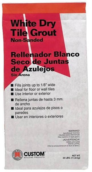 CUSTOM WDG25 Non-Sanded Grout, Powder, Characteristic, White, 25 lb Bag