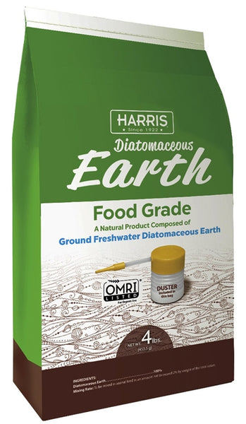 HARRIS DE-FG4P Diatomaceous Earth with Powder Duster, Powder, 4 lb Bag