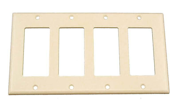 Decora 80412-T Wallplate, 4-1/2 in L, 8.18 in W, 4 -Gang, Thermoset Plastic, Light Almond, Smooth