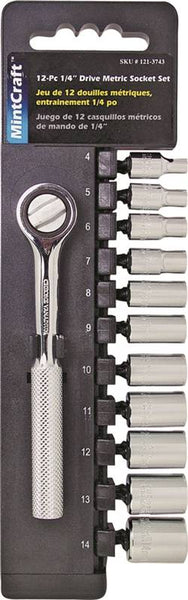 Vulcan 12PC-2 Socket Set, Chrome Vanadium Steel, Chrome