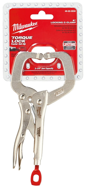 Milwaukee Torque Lock 48-22-3532 Locking C-Clamp, 2 in Max Opening Size, 2-1/4 in D Throat, Alloy Steel Body