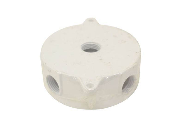 TEDDICO/BWF RB-5WV Outlet Box, 5 -Knockout, 5-1/2 in Knockout, Metal, White, Powder-Coated