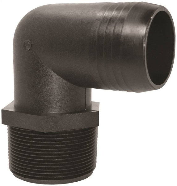 GREEN LEAF EL112P Hose to Pipe Elbow, Polypropylene, Black