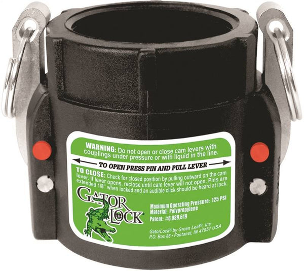 GREEN LEAF GLP 150 D Cam Lever Coupling, 1-1/2 in, Female x FNPT, Polypropylene