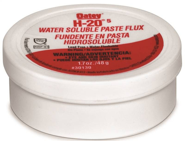 Oatey H-20 Series 30130 Water Soluble Flux, 1.7 oz, Paste, Light Yellow
