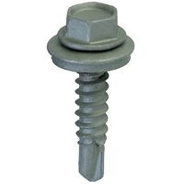 Teks 21412 Roofing Screw, #12 Thread, Coarse Thread, Hex Drive, Drill Point, Steel, Zinc
