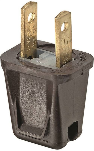 Leviton C30-00123-000 Wire Plug, 2 -Pole, 10 A, 125 V, Male, NEMA: NEMA 1-15P, Brown