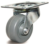 DH CASTERS C-GD20MRS Swivel Caster, 2 in Dia Wheel, 15/16 in W Wheel, Rubber Wheel, Gray, 125 lb