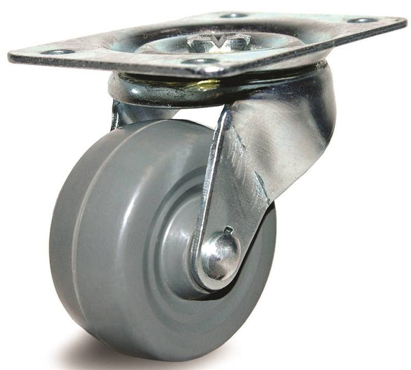 DH CASTERS C-GD20MRS Swivel Caster, 2 in Dia Wheel, 15/16 in W Wheel, Rubber Wheel, Gray, 125 lb