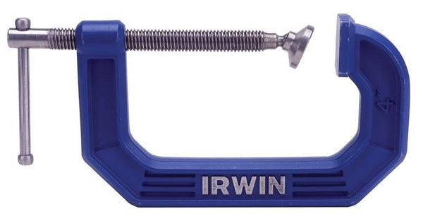 IRWIN 2025101 C-Clamp, 10 lb Clamping, 1-1/2 in Max Opening Size, 1-1/2 in D Throat, Steel Body, Blue Body