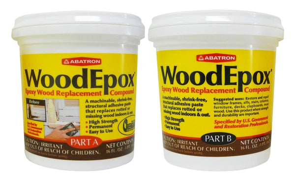 ABATRON WoodEpox WE2PKR Wood Restoration System, Paste, Slight Ammonia, Tan/White, 2 pt