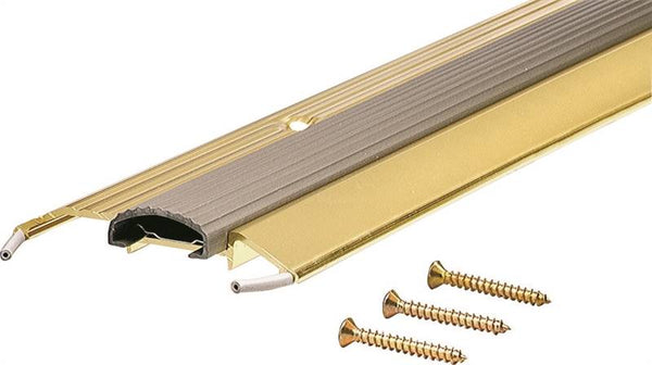 M-D 09043 Low Threshold, 36 in L, 3-3/4 in W, Aluminum, Brite Gold