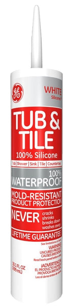 GE Silicone I GE712 Silicone Rubber Sealant, White, 24 hr Curing, -60 to 400 deg F, 10.1 oz Tube