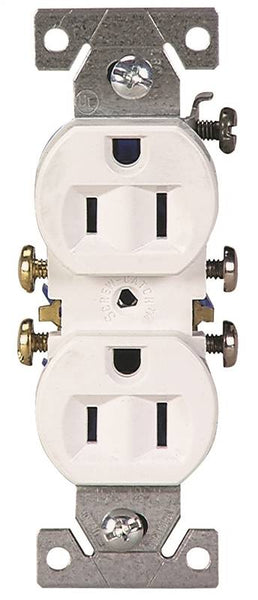 Eaton Wiring Devices C270W Duplex Receptacle, 2 -Pole, 15 A, 125 V, Push-in, Side Wiring, NEMA: 5-15R, White