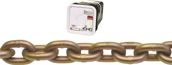 Campbell 0510526 Transport Chain, 5/16 in, 50 ft L, 4700 lb Working Load, 70 Grade, Carbon Steel, Chrome Yellow/Zinc