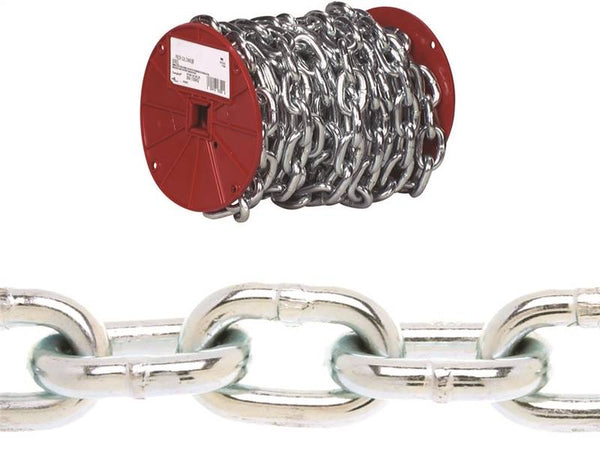 Campbell PD0725027 Proof Coil Chain, 3/16 in, 100 ft L, 30 Grade, Steel, Poly-Coated