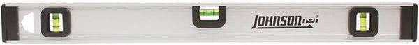 Johnson 1300-3600 I-Beam Level with Rule, 36 in L, 3-Vial, Non-Magnetic, Aluminum, Silver