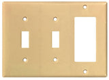 Eaton Wiring Devices 2173V-BOX Combination Wallplate, 4-1/2 in L, 6-3/8 in W, 3 -Gang, Thermoset, Ivory