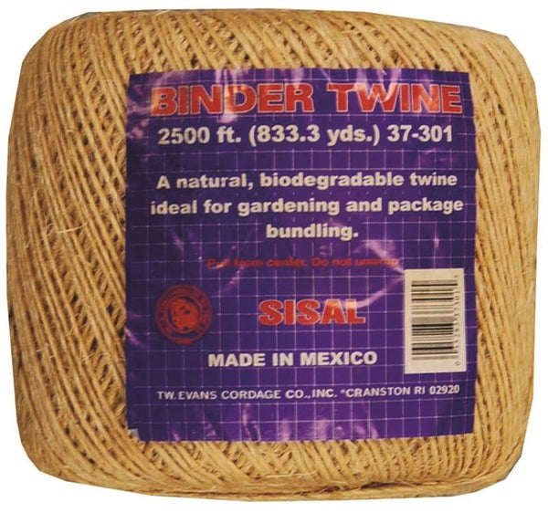 T.W. Evans Cordage 37-301 Binder Twine, #5 Dia, 2500 ft L, Sisal, Natural Tan