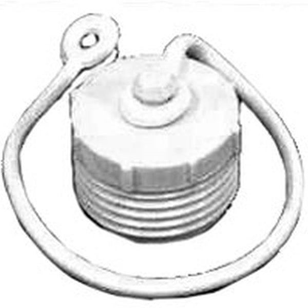 AMERICAN HARDWARE RV-460C Hose Plug with Lanyard, Male, Plastic, White