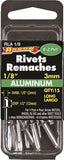 Arrow RLA1/8 Pop Rivet, Long, 1/2 in L, Aluminum