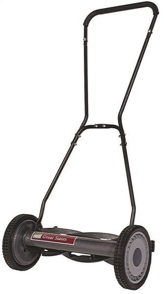 GREAT STATES 815-18 Reel Lawn Mower, 18 in W Cutting, 5-Blade, Smooth Blade, Foam-Grip Handle