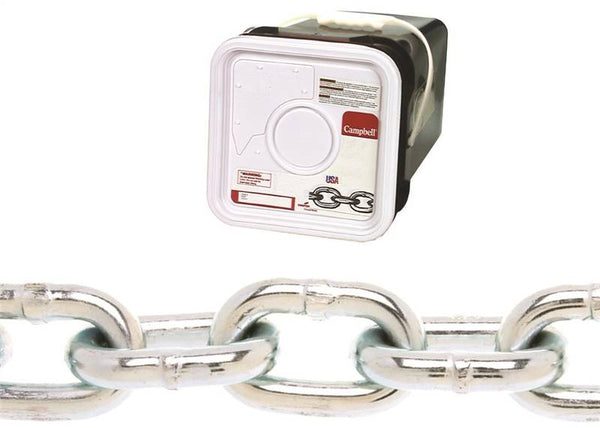 Campbell 014-3336 Proof Coil Chain, 3/16 in, 150 ft L, 30 Grade, Steel, Galvanized