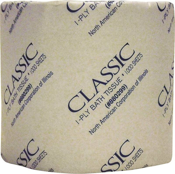 NORTH AMERICAN PAPER Classic 880299 Bathroom Tissue, 4 x 3-3/4 in Sheet, 1-Ply, Paper