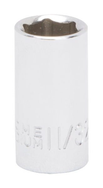 Vulcan MT6484042 Drive Socket, 11-32 in Socket, 1-4 in Drive, 6 -Point, Drop-Forged Vanadium Steel, Chrome