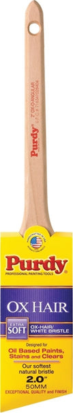 Purdy Ox-O-Angular 144296020 Angular Trim Brush, 2 in W, 2-1/8 in L Bristle, Ox Hair Bristle, Rat Tail Handle