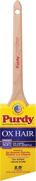Purdy Ox-O-Angular 144296025 Angular Trim Brush, 2-1/2 in W, 2-3/8 in L Bristle, Ox Hair Bristle, Rat Tail Handle