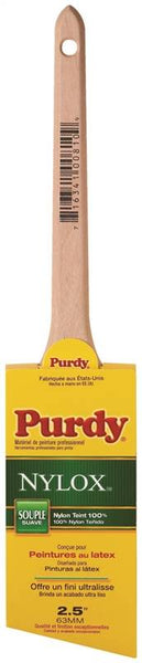 Purdy Nylox Dale 144080225 Angular Trim Brush, 2-1/2 in W, 2-11/16 in L Bristle, Nylon Bristle, Rat Tail Handle