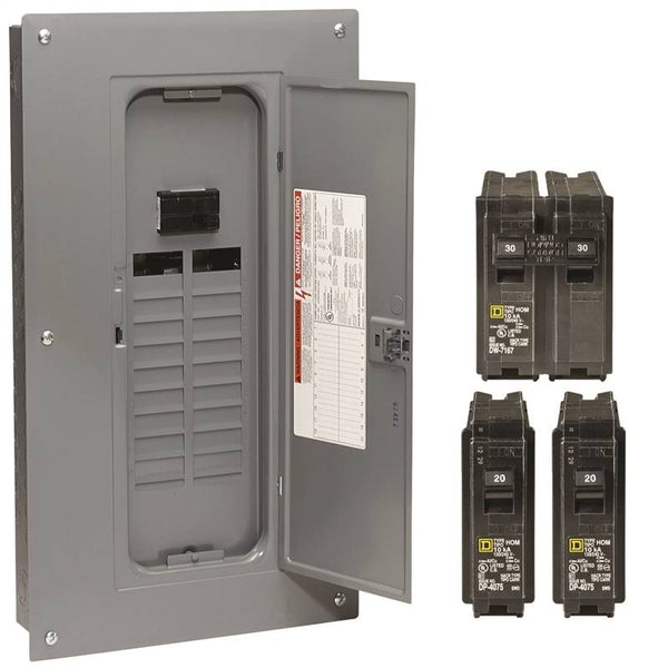 Square D HOM2040M100PCVP Load Center, 40 -Pole, 100 A, 20 -Space, Plug-On Neutral, NEMA 1 Enclosure, Plug Mounting