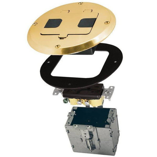 RACO 6239BP Box Kit, 5-13/16 in W, 5-5/8 in D, 5-15/16 in H, 1 -Gang, Steel Box, Brass