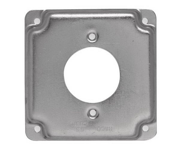 RACO 811C Exposed Work Cover, 1-23/32 in Dia, 4-3/16 in L, 4-3/16 in W, Square, Galvanized Steel, Gray
