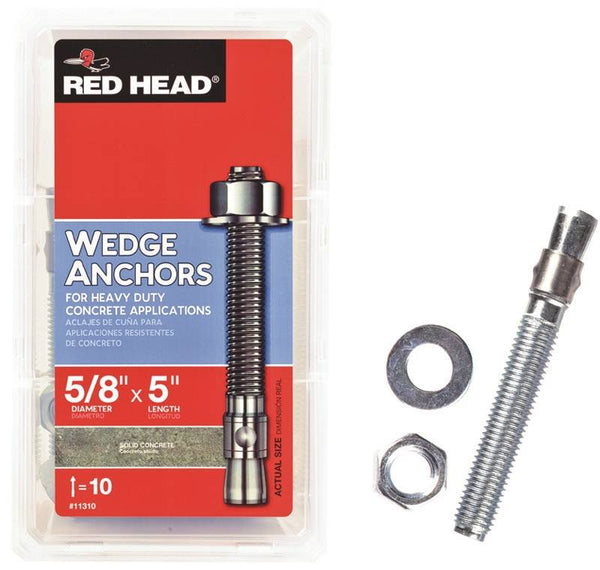 RED HEAD TruBolt Series 12310 Wedge Anchor, 5/8 in Dia, 5 in OAL