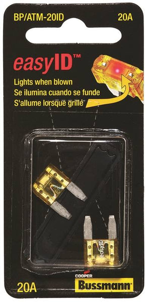 Bussmann BP/ATM-20ID Automotive Fuse, Blade Fuse, 32 VDC, 20 A, 1 kA Interrupt