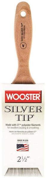 WOOSTER 5222-2-1/2 Paint Brush, 2-1/2 in W, 2-15/16 in L Bristle, Polyester Bristle, Varnish Handle