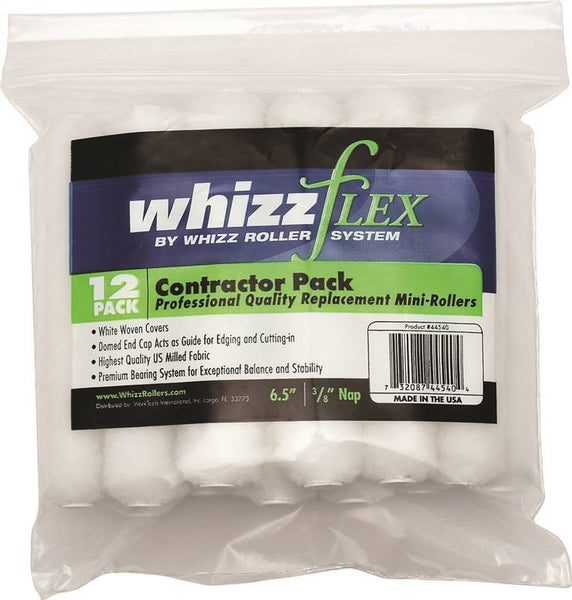 WHIZZ 44540 Paint Roller Cover, 3/8 in Thick Nap, 6-1/2 in L, Woven Fabric Cover, White