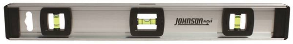 Johnson 1300-1800 I-Beam Level with Rule, 18 in L, 3-Vial, Non-Magnetic, Aluminum, Silver