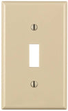 Leviton 024-80701-00T Wallplate, 4-1/2 in L, 2-3/4 in W, 1 -Gang, Nylon, Light Almond, Smooth