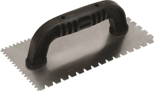 QLT 238 Trowel, 9 in L, 4 in W, Flat V and U Notch