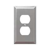 AmerTac Century 163DBN Outlet Wallplate, 4-15/16 in L, 2-7/8 in W, 1 -Gang, Steel, Brushed Nickel, Wall Mounting