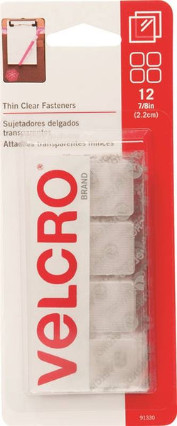 VELCRO Brand 91330 Fastener, 7/8 in W, 7/8 in L, Clear