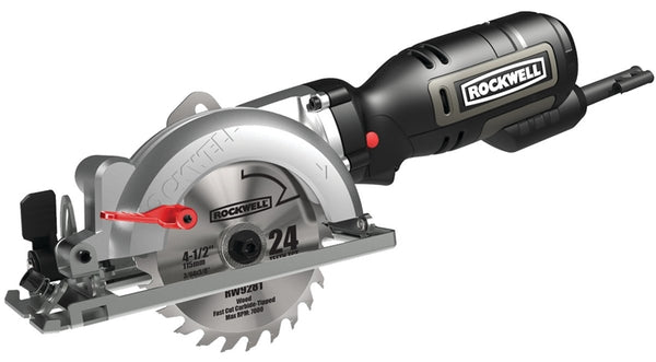 ROCKWELL RK3441K Circular Saw, 120 V, 5 A, 600 W, 4-1-8 in Dia Blade, 3-8 in Arbor, 45 deg Bevel