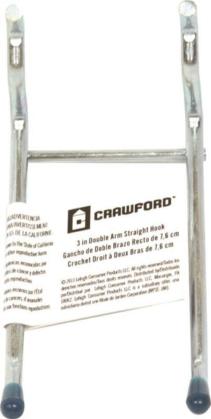 CRAWFORD 14443-30 Peg Hook, 3 in Opening, Steel, Silver