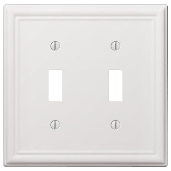 Amerelle 149TTW Wallplate, 4-7/8 in L, 4-15/16 in W, 2 -Gang, Steel, White