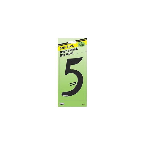 HY-KO BK-40/5 House Number, Character: 5, 4 in H Character, Black Character, Zinc