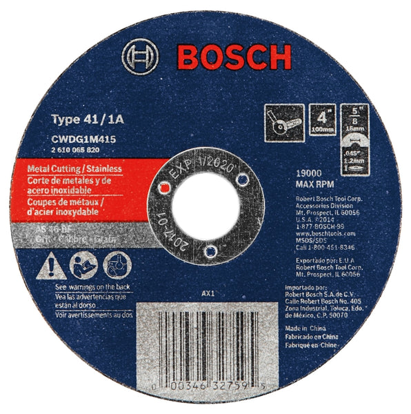Bosch CWDG1M415 Cut-Off Wheel, 46-Grit, Aluminum Oxide, 4 in Dia